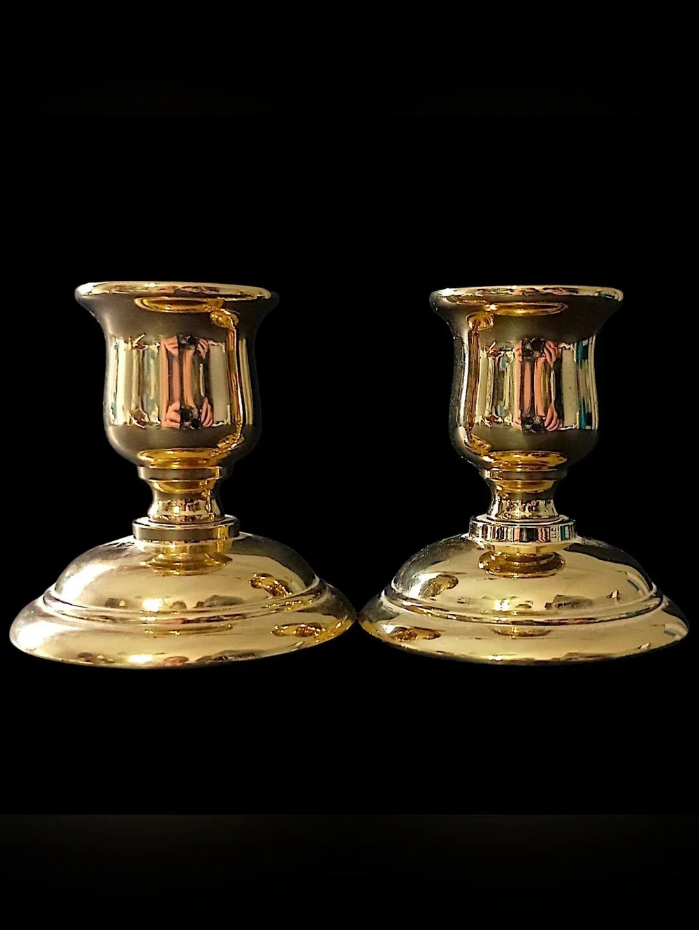 2 Vintage PartyLite Brass Candle Holders Mini Tapers Gold Tone Candlesticks